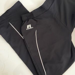 Black straight leg, athletic pants.